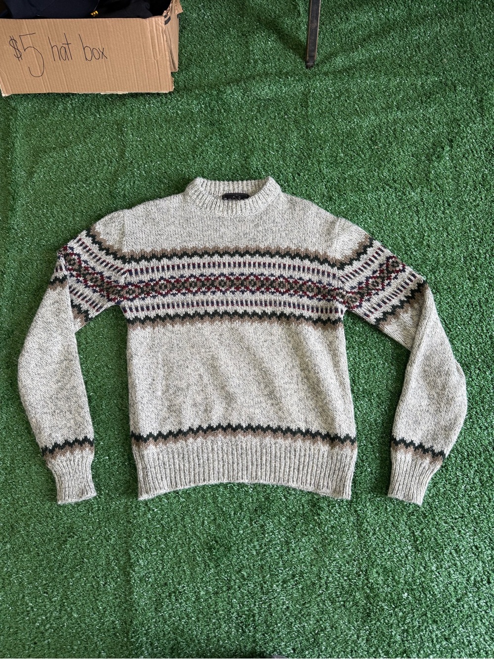 Men's Fair Isle Crewneck Sweater - Light Gray